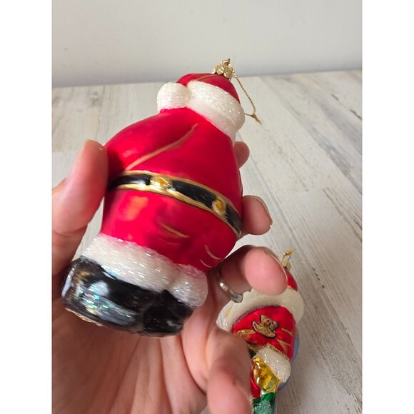 Glass glitter Santa ornament set bag red sparkle ornaments - Picture 7 of 10